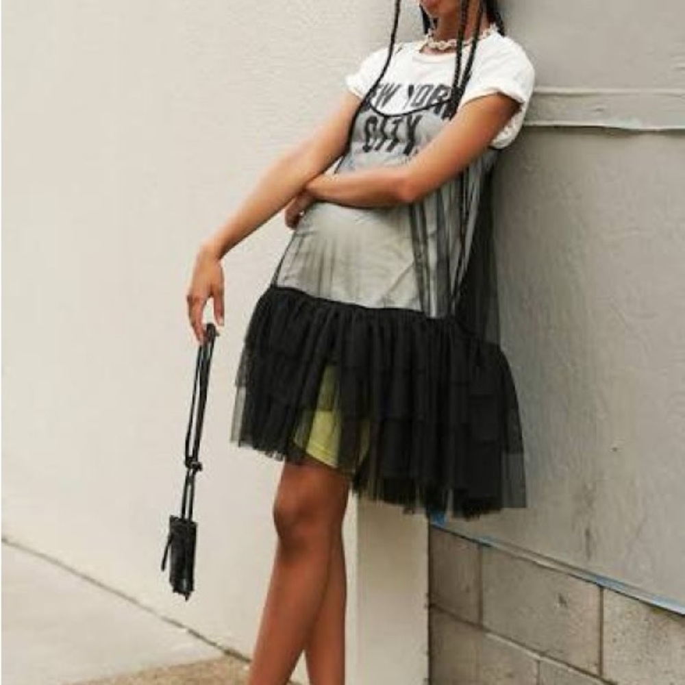 Free People Push Send Mini Slip Black